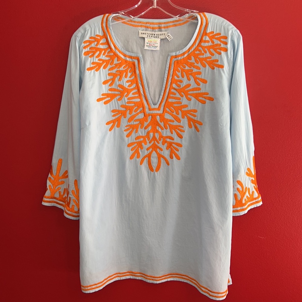 Gretchen Scott Designs Embroidered Tunic Sz M